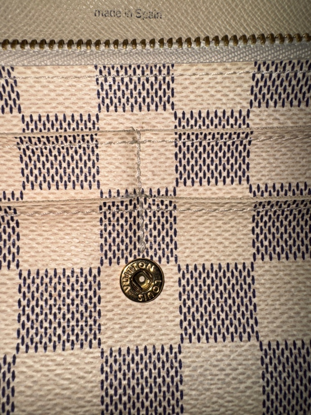 Louis Vuitton Damier Azur Snap Continental Wallet in Beige and Brown - Picture 15 of 16